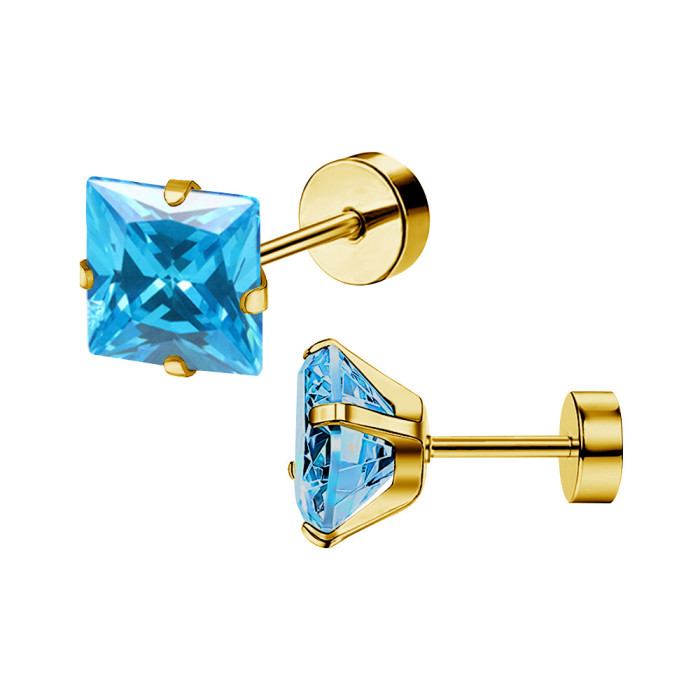 Amazon New Fashion Titanium Steel Stainless Steel Square Inlaid Zircon Ear Bone Studs Ear Conch Studs Ear Studs Wholesale