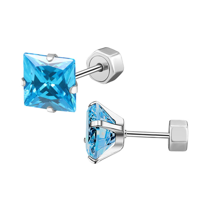 Fashion Simple INS Style Earrings Four-Prong Square Stainless Steel Earrings Insert Earrings Women's Earrings Wholesale
