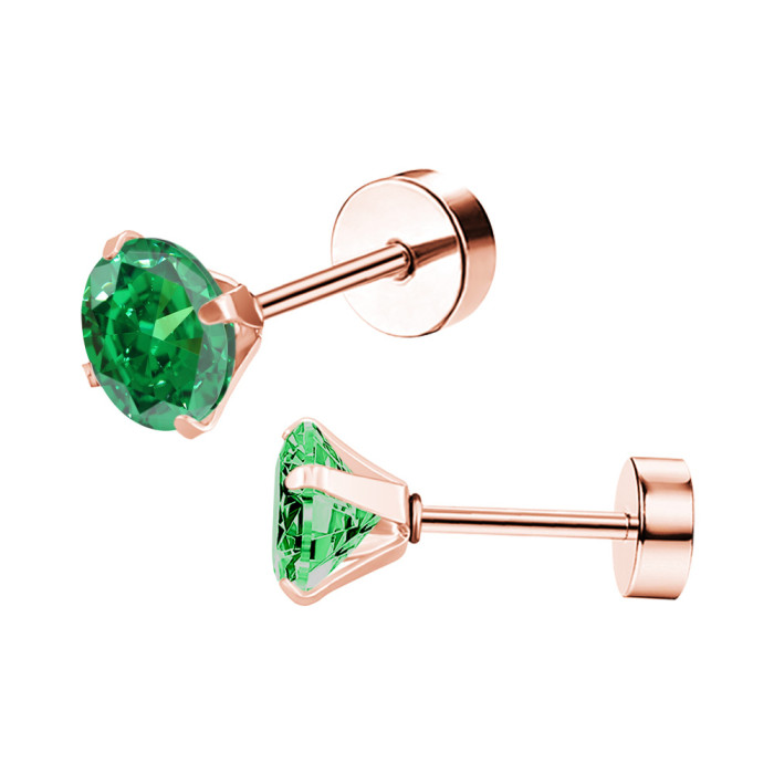 Earrings Autumn Titanium Steel Four-Prong Zircon Earrings Minimalist Ear Bone Studs Fresh Single Stone Factory Dire...