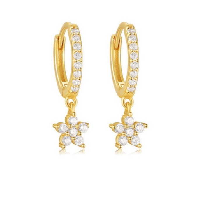 Hot-selling New Stone-Studded Five-pointed Star Earrings Fashion Casual Female Showing Dignified and Elegant Earrin...