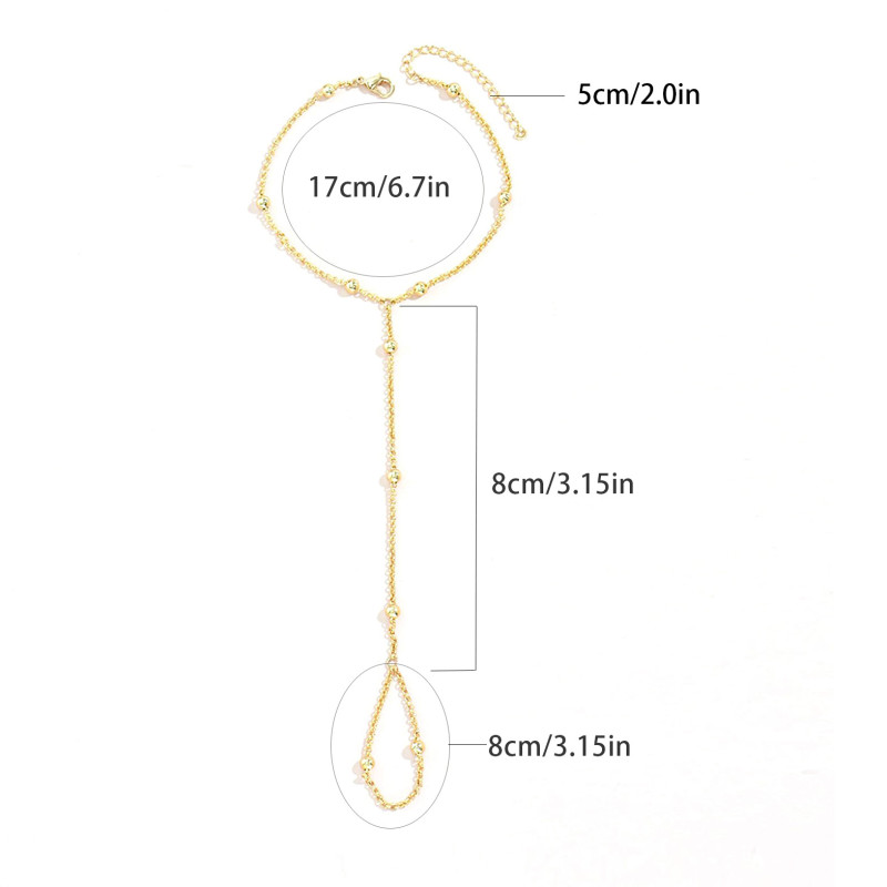 18K Gold Plated Stainless Steel Ball Chain Link Bracelet Simple Beach Summer Jewelry Chain Non-Fading for Women