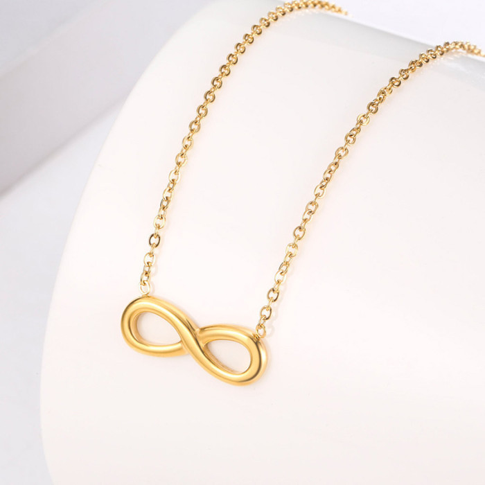 Cross-Border Titanium Steel Minimalist Infinity Love 8 Necklace Fashion Light Luxury Ins Style Clavicle Chain Niche Design Non-Fading Jewelry