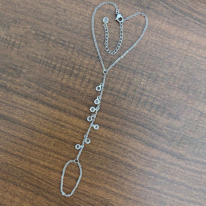 Handmade Glass Zircon Chain Simple Beach Summer Hand Jewelry Stainless Steel 18K Gold Plated Chain Link Bracelet