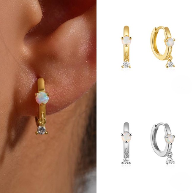 Exquisite and Petite Opal Earrings Sweet Style Ear Cuffs Small Hoops Unique Ear Bone Clips Ear Jewelry