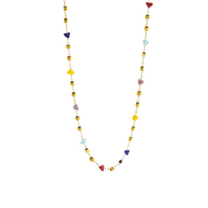 New Fashion Colorful Irregular Stone Stainless Steel Necklace Bracelet Women Versatile Collarbone Chain Jewelry Whole...
