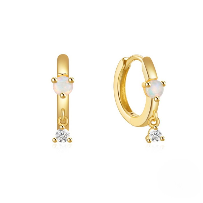 Exquisite and Petite Opal Earrings Sweet Style Ear Cuffs Small Hoops Unique Ear Bone Clips Ear Jewelry