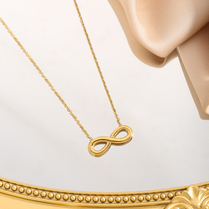 Cross-Border Hot Selling Infinite Love 8-Word Necklace for Women Titanium Steel Clavicle Chain INS Minimalist Style Simple Versatile Jewelry Set