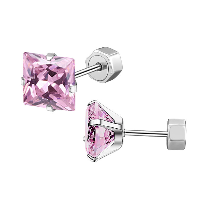 Fashion Simple INS Style Earrings Four-Prong Square Stainless Steel Earrings Insert Earrings Women's Earrings Wholesale