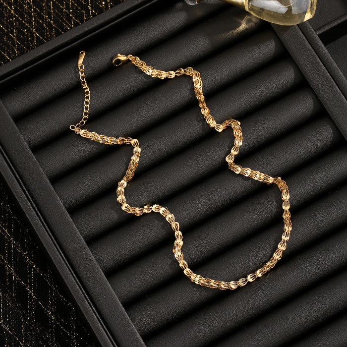 18K Gold Titanium Steel Necklace Full Phoenix Tail Simple Women's Style Gold Fashion Classic Simple Versatile Set Gir...