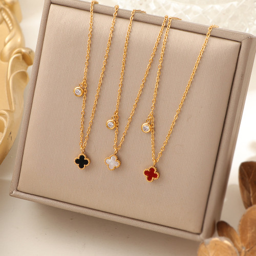 French Style High-End Exquisite Four-Leaf Clover Necklace Small Elegant Versatile Collarbone Chain Fashionable Fresh