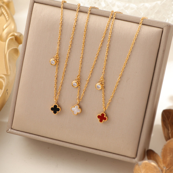 French Style High-End Exquisite Four-Leaf Clover Necklace Small Elegant Versatile Collarbone Chain Fashionable Fresh