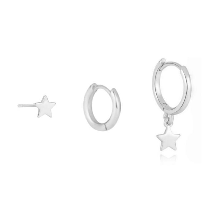 Amazon Hot-Selling Fashion Simple Glossy Five-Pointed Star High-End Elegant Women's Earring Set, Jewelry Sets