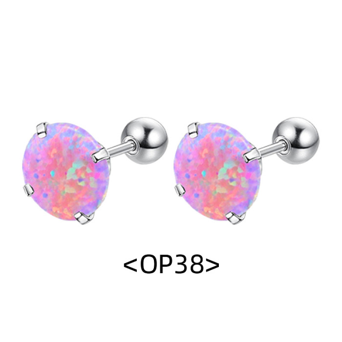 European and American Cross-Border Exclusive Fashion New High-End Australian Gemstone Titanium Steel Four-Prong Earrings Ear Bone Studs Simple Niche