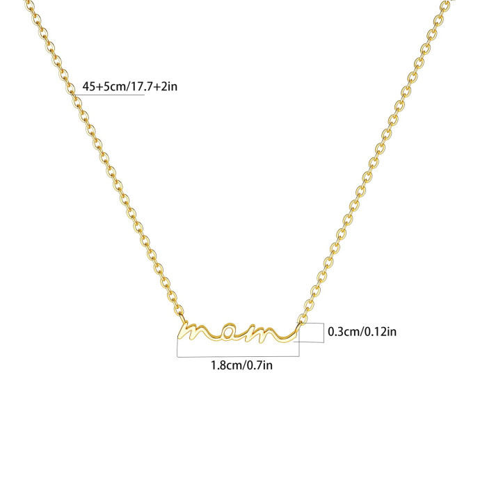 18K Gold Non-Fading Stainless Steel Mama Necklace Choker Parent-Child Gift Mother's Day Gift Love Mom Mom Necklace