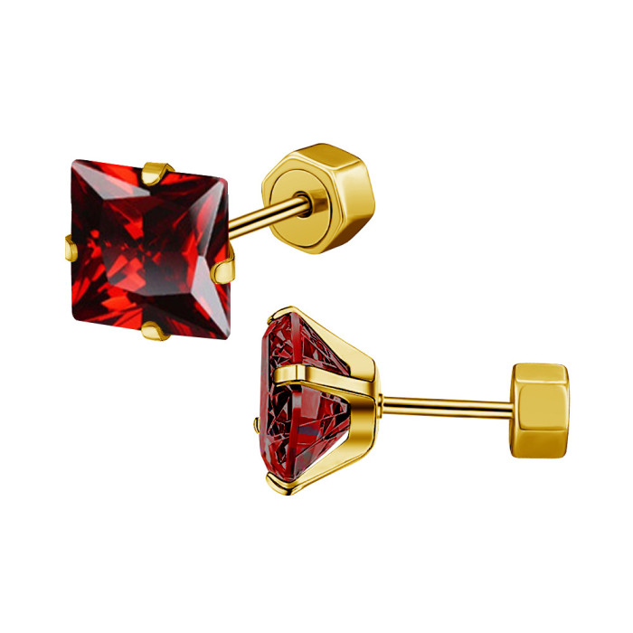 In Stock on AliExpress Stainless Steel Thin Rod Insert High-End Square Zircon Ear Bone Stud Huazi Earrings Ear Jewelry