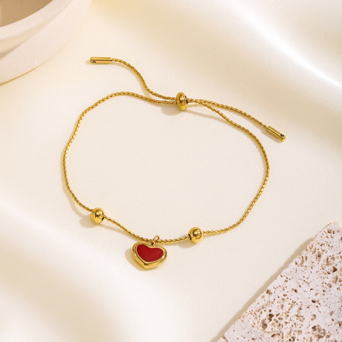 Red Love Titanium Steel Necklace Little Red Heart Pendant Korean Style Niche Sweet Autumn and Winter Vitality Girls'...