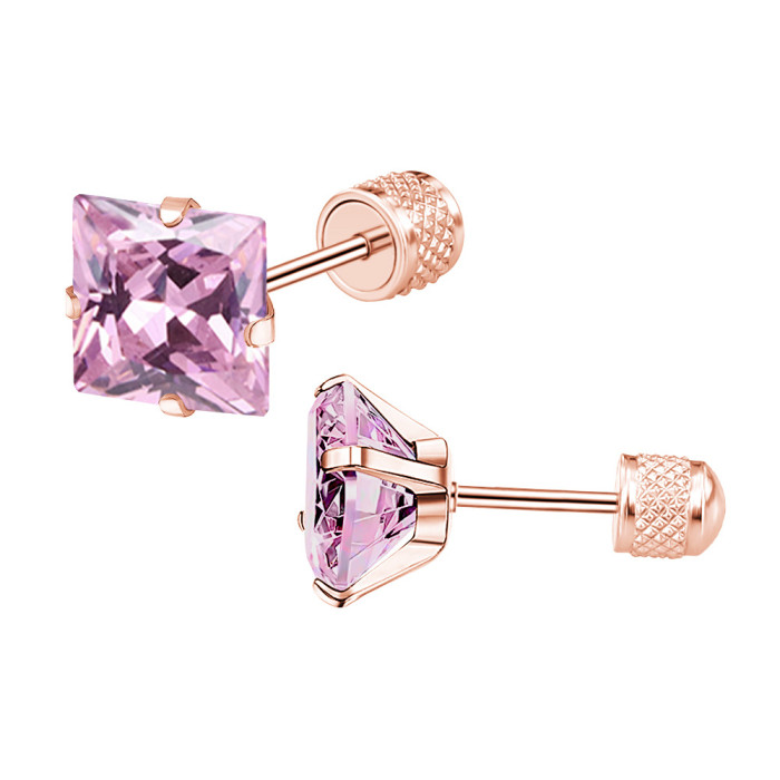 European and American Fashion Titanium Steel Four-Claw Integrated Zircon Earrings for Men and Women Simple Small Earrings Super Shiny Ear Bone Studs Wholesale