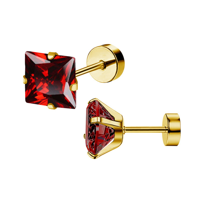 Amazon New Fashion Titanium Steel Stainless Steel Square Inlaid Zircon Ear Bone Studs Ear Conch Studs Ear Studs Wholesale