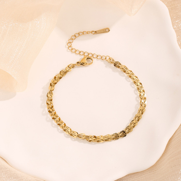 18K Gold Titanium Steel Necklace Full Phoenix Tail Simple Women's Style Gold Fashion Classic Simple Versatile Set Gir...