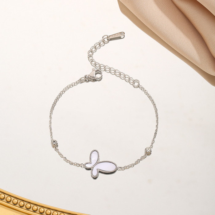 Japanese and Korean Gentle Lady Elegant Butterfly Animal Design Titanium Steel 18K Gold Plated Jewelry Set for Women