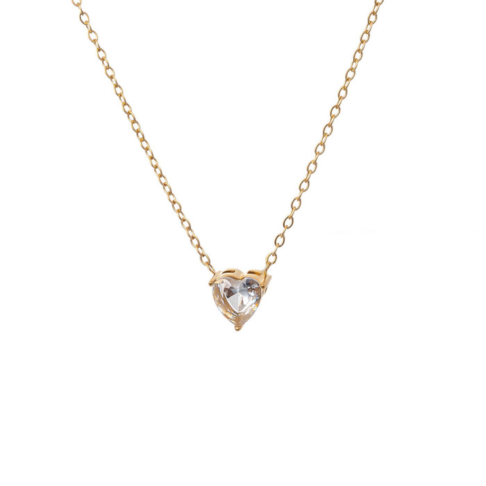 Stainless Steel Independent Stand Twelve Birthstone Necklace Ins Hot Sale 12 Birthstone Heart Pendant Necklace Month...