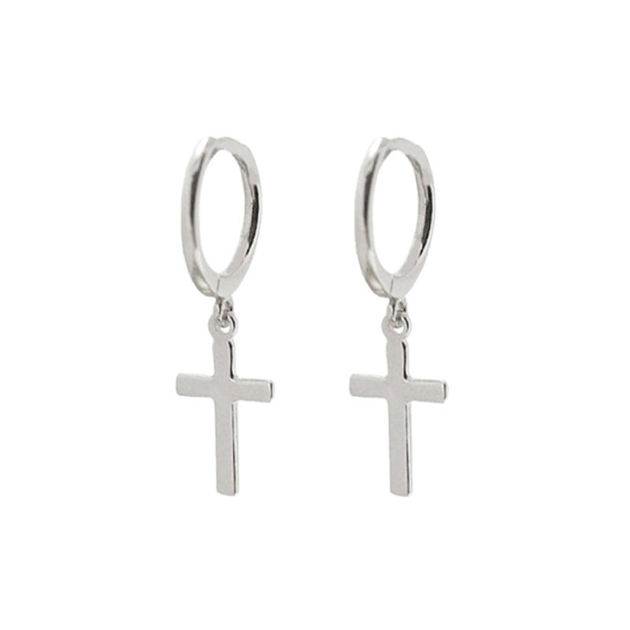 Amazon Bestselling Simple Cross Earrings for Women, Hot-selling Stone-Studded Trendy Hoop Earrings
