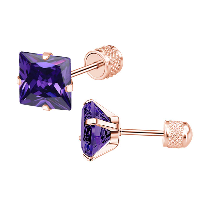 European and American Fashion Titanium Steel Four-Claw Integrated Zircon Earrings for Men and Women Simple Small Earrings Super Shiny Ear Bone Studs Wholesale