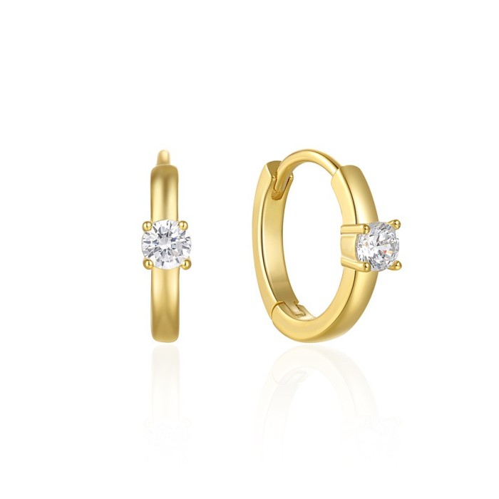 Simple Four-Claw Single Stone Stud Earrings Hoop Earrings for Women Hot-Selling Minimalist Ins Style Earrings