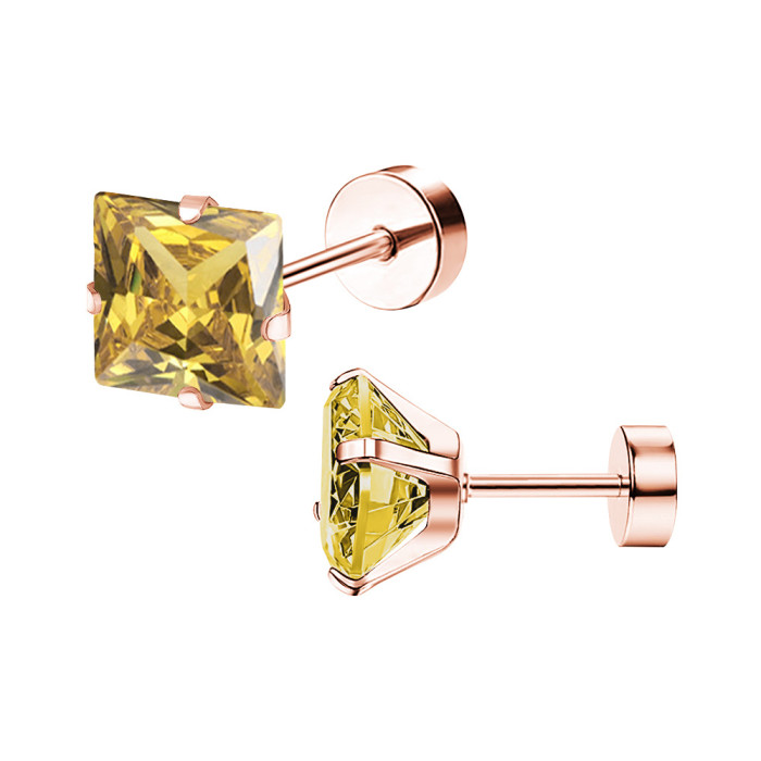 2025 Korean Version Simple Fashion New Colorful Zircon High-end Light Luxury Four-prong Earrings Ear Bone Studs Direct from Manufacturer