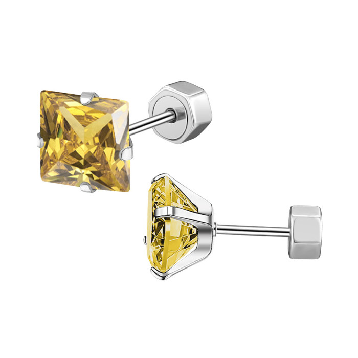 Fashion Simple INS Style Earrings Four-Prong Square Stainless Steel Earrings Insert Earrings Women's Earrings Wholesale
