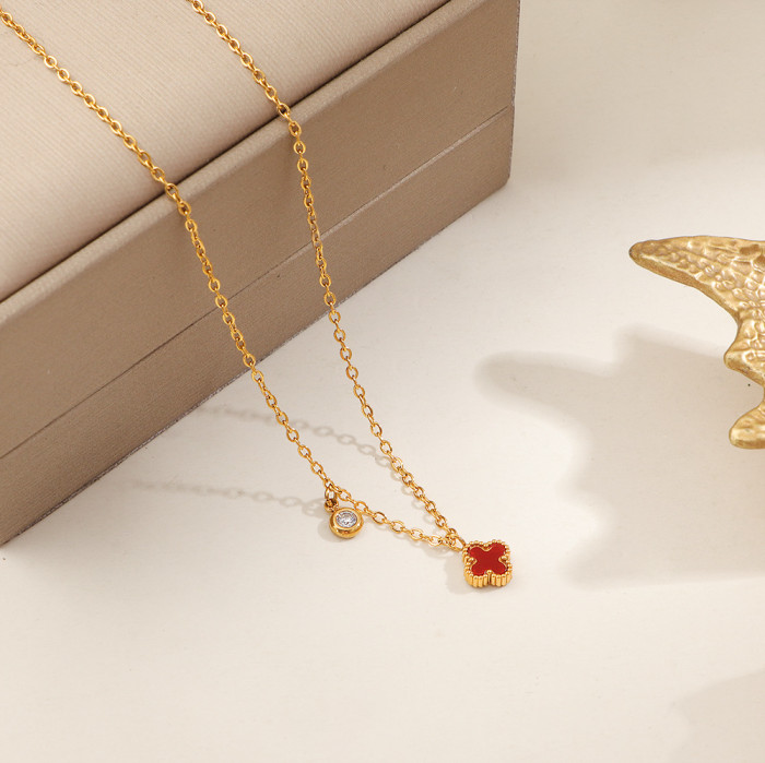 French Style High-End Exquisite Four-Leaf Clover Necklace Small Elegant Versatile Collarbone Chain Fashionable Fresh