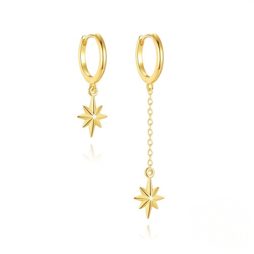 Minimalist Geometric Eight-Pointed Star Tassel Hoop Earrings Amazon Bestseller Versatile Elegant Earrings