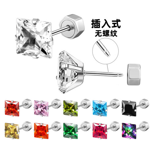 Fashion Simple INS Style Earrings Four-Prong Square Stainless Steel Earrings Insert Earrings Women's Earrings Wholesale
