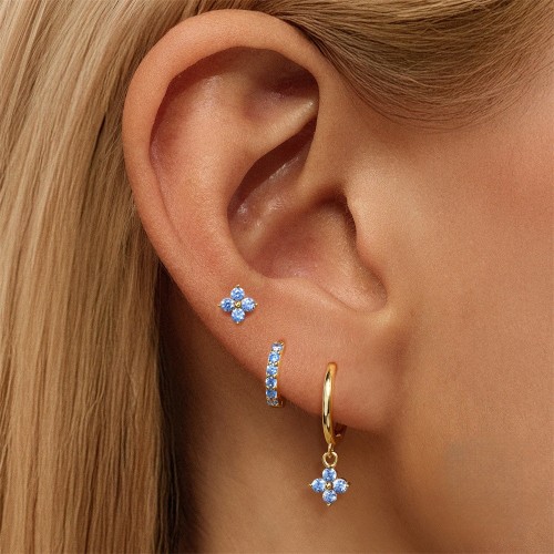 High-end European and American Hot-selling Geometric Classic Petal Inlaid Diamond Hoop Earrings Light Luxury Opal Women's Earrings