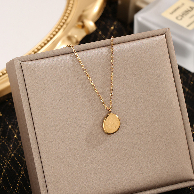Full Body Titanium Steel Letter Light Luxury Gold Small Bead Letter Pendant Necklace for Women Autumn Winter Collarbone Chain Internet Celebrity Valentine's Day