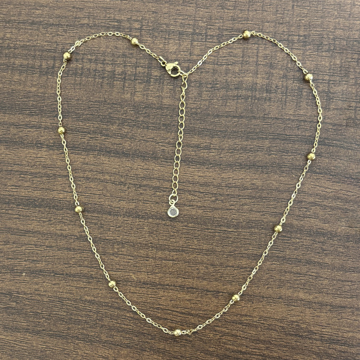 Non-Fading Single Layer Stainless Steel Cross Clip Ball Chain Necklace 18K Gold Plated Exquisite Simple Bead Chain Necklace for Women