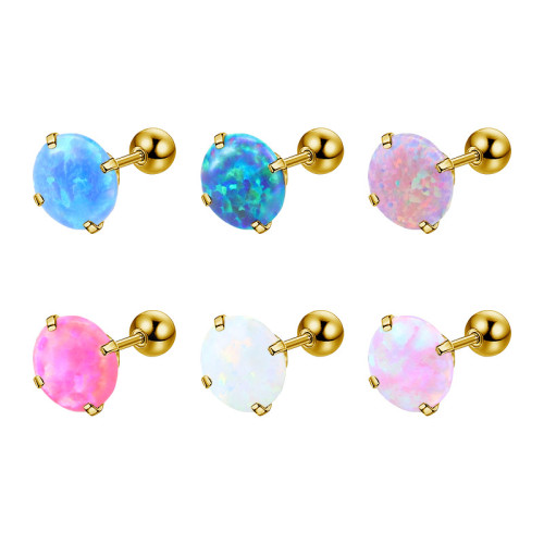 European and American Cross-Border Exclusive Fashion New High-End Australian Gemstone Titanium Steel Four-Prong Earrings Ear Bone Studs Simple Niche