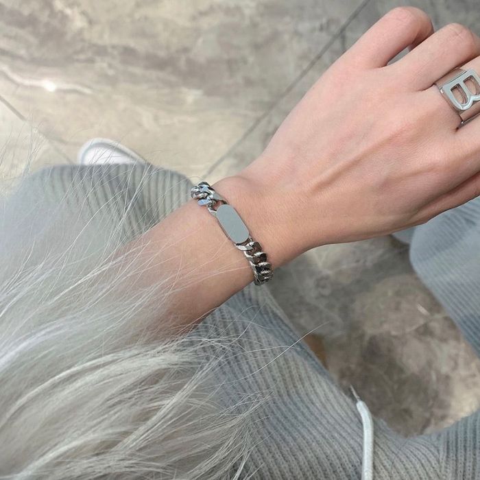 European and American Thick Chain Titanium Steel Necklace Trendy Internet Celebrity Ins Hip Hop Niche Minimalist Style Bracelet Set Non-Fading Accessories