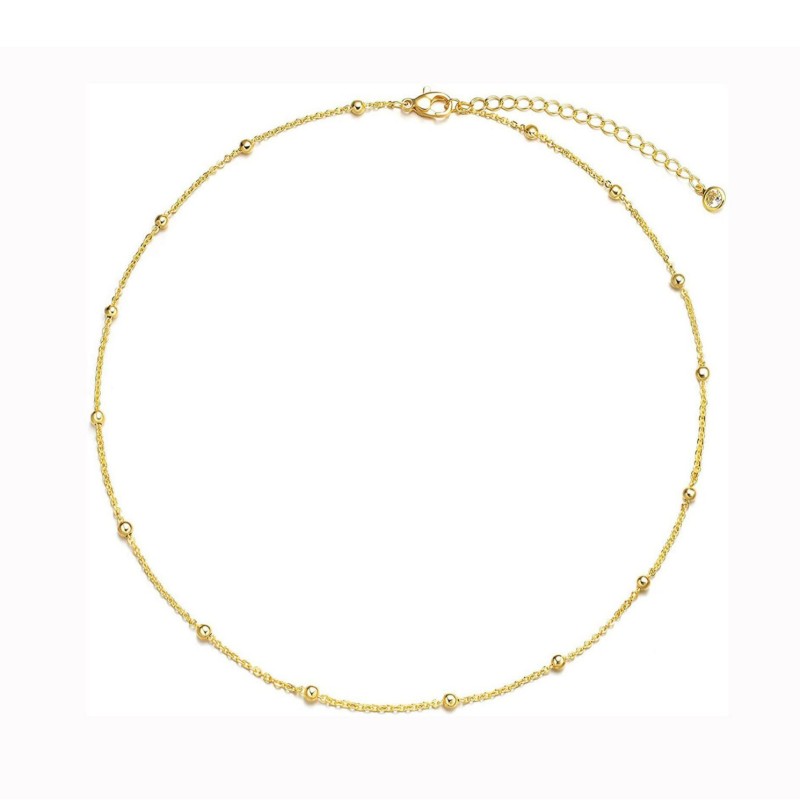 Non-Fading Single Layer Stainless Steel Cross Clip Ball Chain Necklace 18K Gold Plated Exquisite Simple Bead Chain Necklace for Women