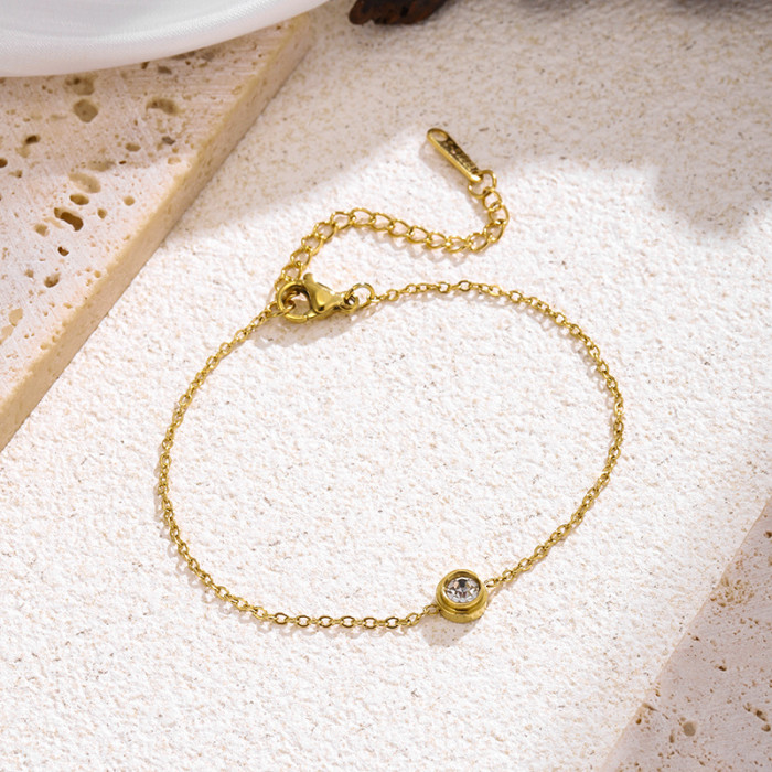 Light Luxury High-End Mini Single Stone Titanium Steel Necklace for Women TikTok Hot Trending Jewelry Pendant Acces...