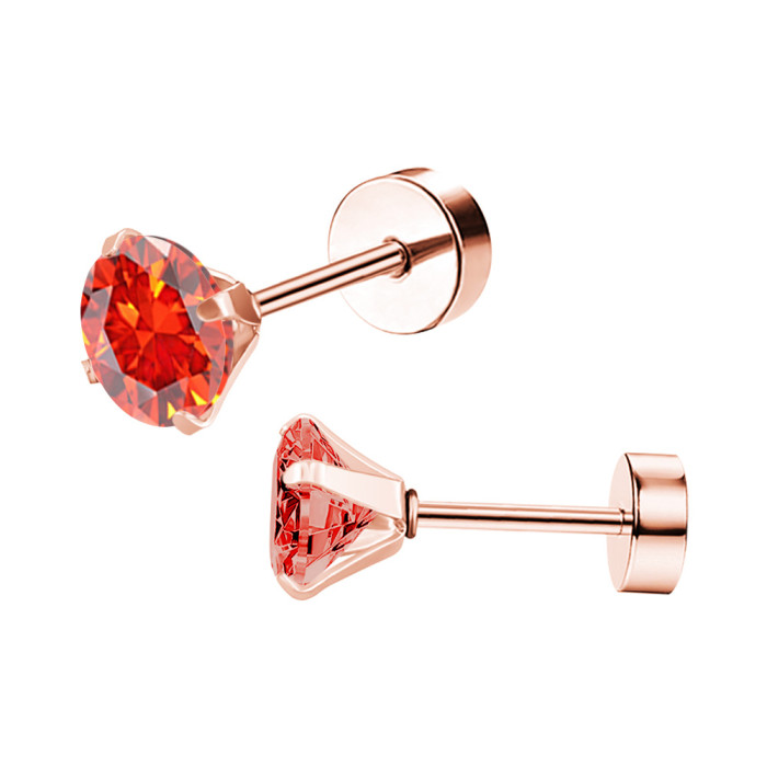 Earrings Autumn Titanium Steel Four-Prong Zircon Earrings Minimalist Ear Bone Studs Fresh Single Stone Factory Dire...