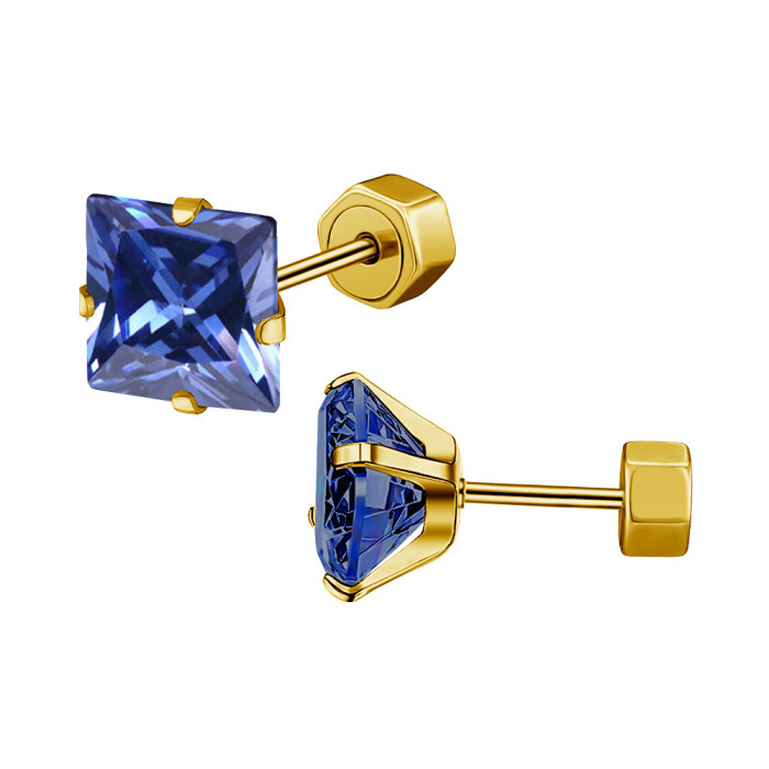 In Stock on AliExpress Stainless Steel Thin Rod Insert High-End Square Zircon Ear Bone Stud Huazi Earrings Ear Jewelry