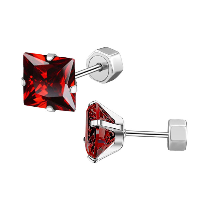 Fashion Simple INS Style Earrings Four-Prong Square Stainless Steel Earrings Insert Earrings Women's Earrings Wholesale