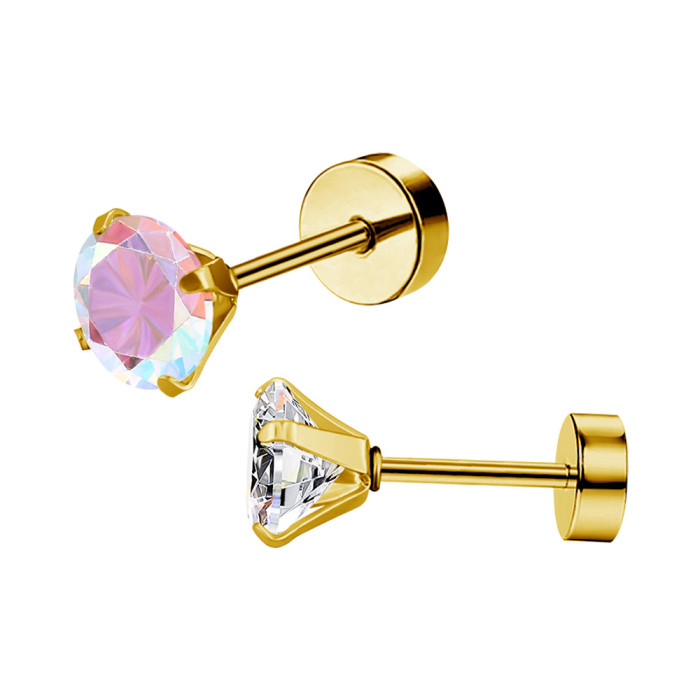 Autumn and Winter Fashion New Zircon Earrings Manufacturer Wholesale High-end Light Luxury Earrings Ear Bone Studs Ear Hole Care No Removal Needed