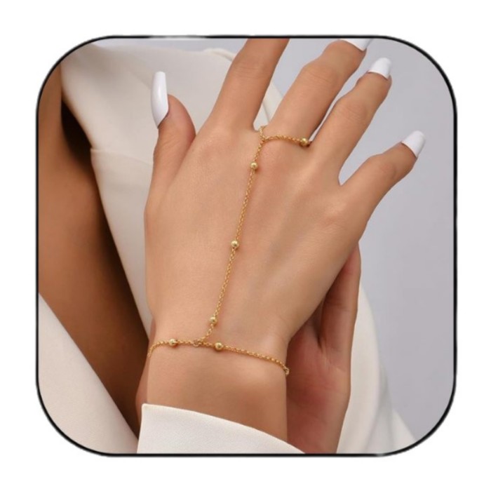 18K Gold Plated Stainless Steel Ball Chain Link Bracelet Simple Beach Summer Jewelry Chain Non-Fading for Women
