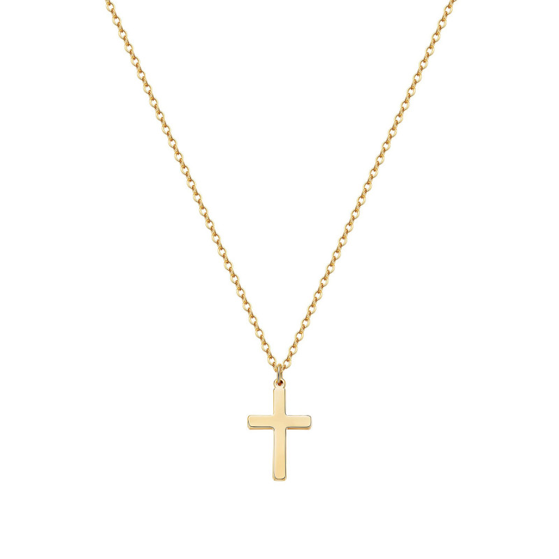 Cross-border Amazon Exquisite Unisex Stainless Steel 18K Gold Single Layer Simple Cross Pendant Necklace