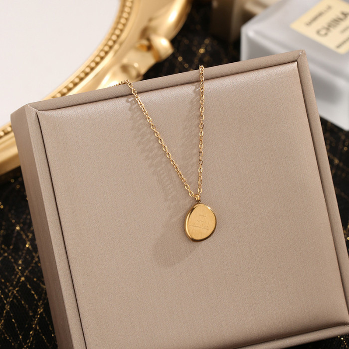 Full Body Titanium Steel Letter Light Luxury Gold Small Bead Letter Pendant Necklace for Women Autumn Winter Collarbone Chain Internet Celebrity Valentine's Day