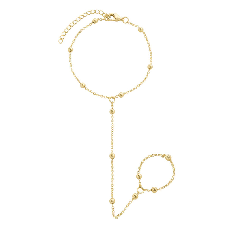 18K Gold Plated Stainless Steel Ball Chain Link Bracelet Simple Beach Summer Jewelry Chain Non-Fading for Women