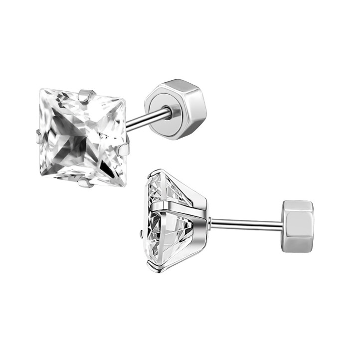 Fashion Simple INS Style Earrings Four-Prong Square Stainless Steel Earrings Insert Earrings Women's Earrings Wholesale