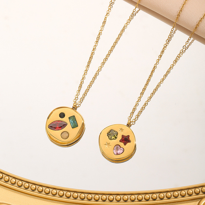 European and American Cross-Border Colorful Zircon December Birthstone Beautiful Meaning Birthday Gift Titanium Steel Necklace Women's Collarbone Chain